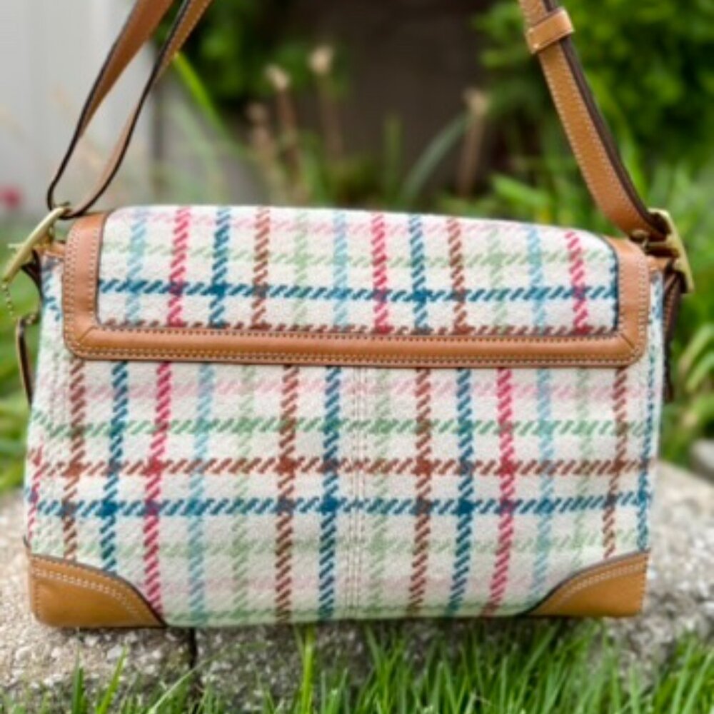 ‼️SOLD‼️Coach Y2K Wool Hampton Tattersall Houndstooth Turnlock Convertible Bag - Picture 4 of 11